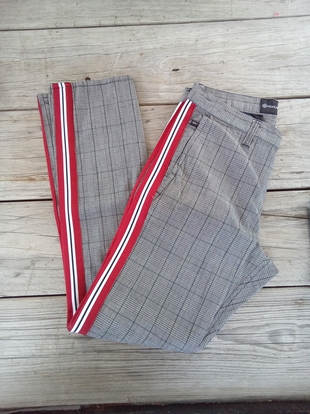 Ninth Hall Highland Plaid Trousers Side Stripe Chino Pants 30W Regular Fit